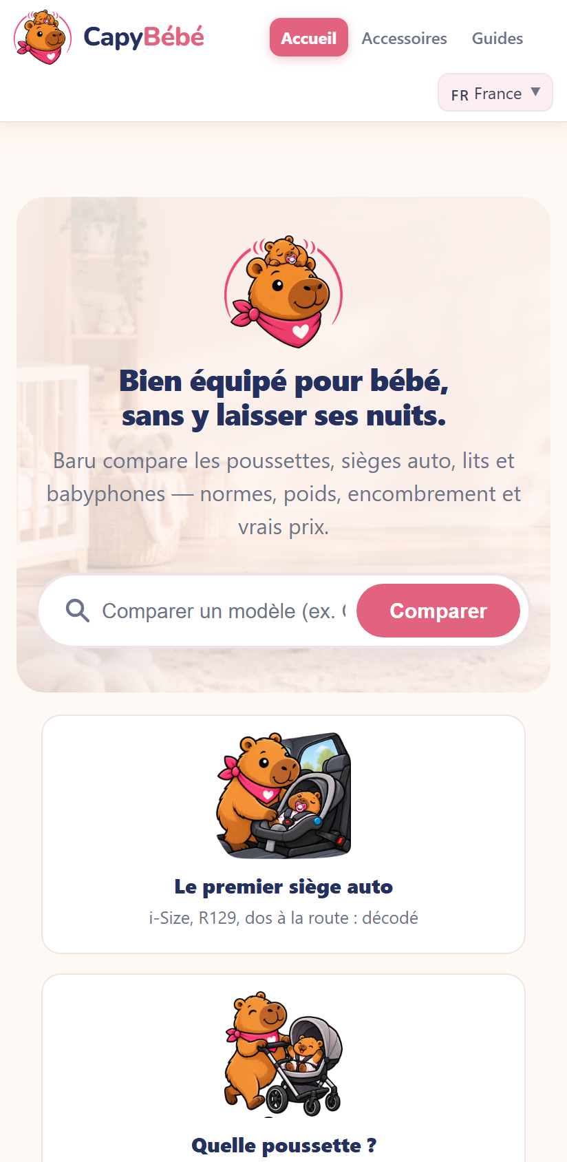 CapyBébé sur mobile
