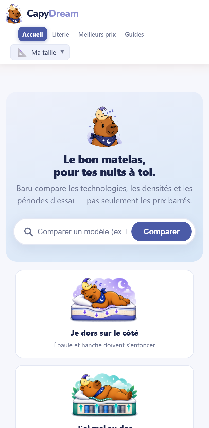 CapyDream sur mobile